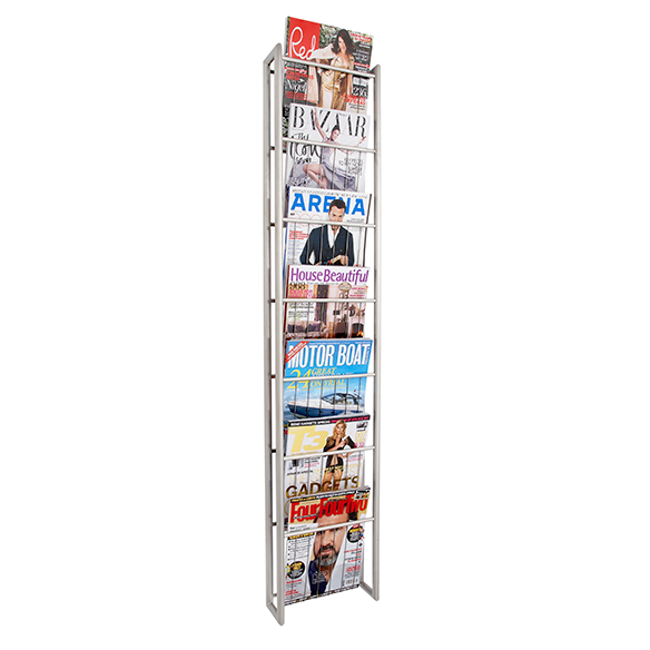 This high quality stainless steel 7 tray magazine rack is ideal to display upto 21 of your DLT Subscription Magazines