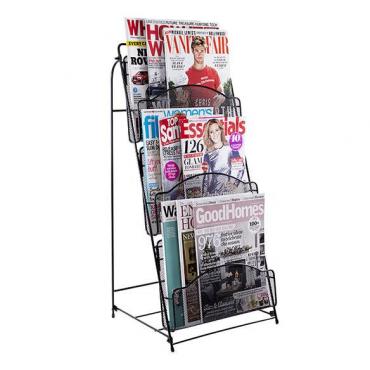Mesh Floor Magazine Holder – 3 Tray. Ideal for displaying your subscription magazines from DLT Magazines