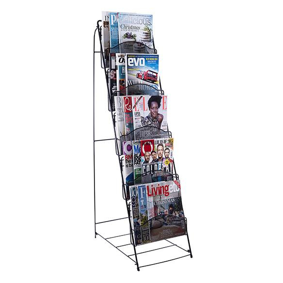 Mesh Floor Magazine Display – 5 Tray. Ideal for displaying your subscription magazines from DLT Magazines